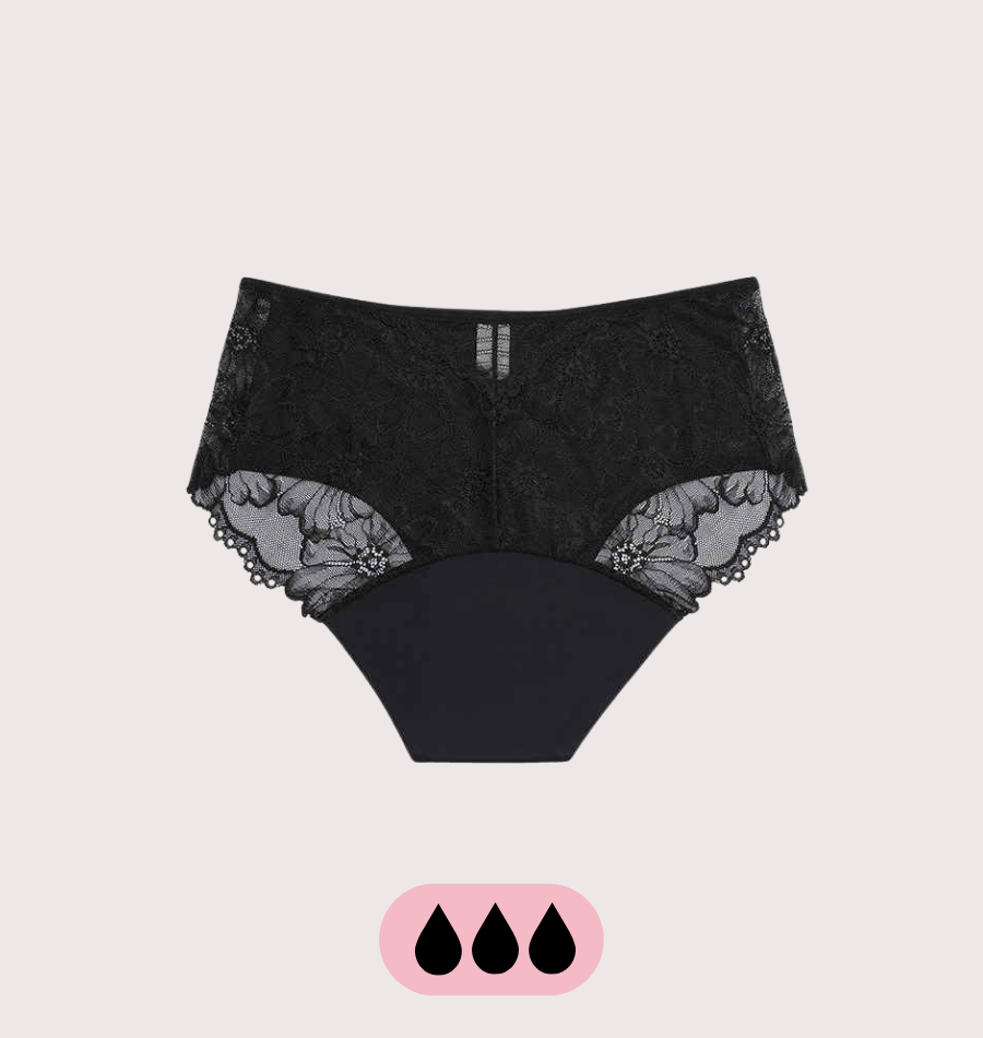 Brief with lace flower - 100% Leakproof